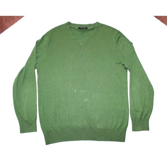 Banana Republic Silk & Cashmere Luxury Blend Men Green Sweater V Neck Size L - Picture 7 of 9